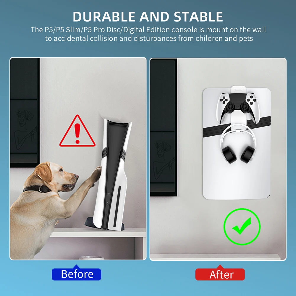 Juego de ganchos de almacenamiento para montaje en pared para consola PS5/PS5 Slim/PS5 Pro, controlador Universal, gancho de almacenamiento para auriculares, soporte de montaje en pared para Host - imagen 2