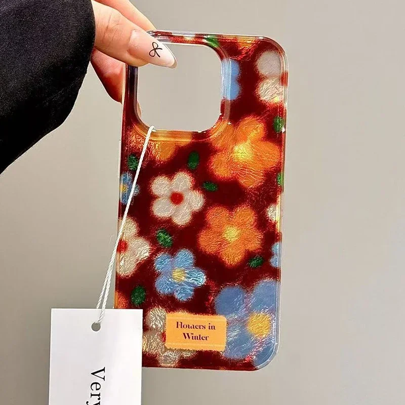 Funda perforada Vortex Shell IMD Retro pequeña flor para iPhone 17 Air 16 15 14 13 12 11 Pro Max SE2 7 8 Plus cubierta a prueba de golpes - imagen 4