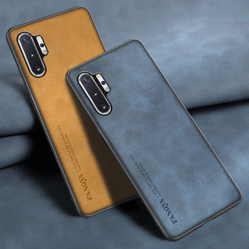 Para Samsung Galaxy Note 10 Plus funda de lujo de cuero PU funda de teléfono para Samsung Note 10 Lite contraportada de silicona protección completa - imagen 2