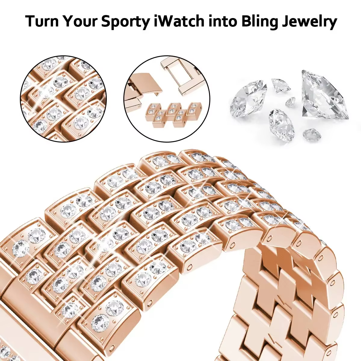 Correa de diamante para Samsung Galaxy Watch 7/FE/6/5/pro/4/Classic/Active 2, pulsera de Metal de 20mm y 22mm, correa Amazfit GTR 4/GTS 4/2/2e/3 - imagen 2