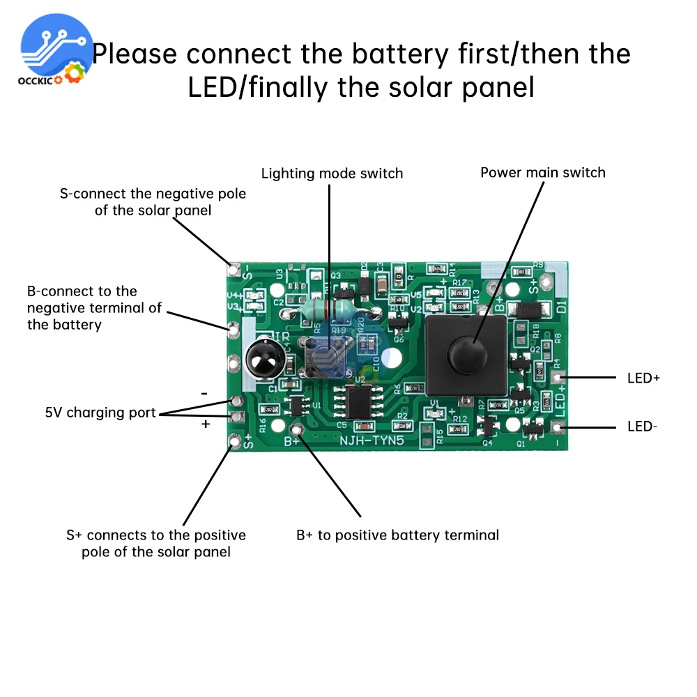 Controlador de cadena de luz Solar, módulo de interruptor de circuito, Kit de controlador de placa de cordón de luz Solar, 3,7 V a 24V, 31V - imagen 3