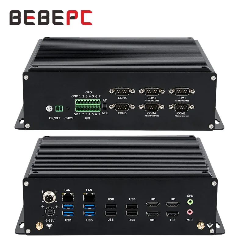 BEBEPC 2LAN6COM Mini PC industrial con I7-12650HX compatible con computadora GPIO Pfsense con 4xHDMI2.0 4x USB3.0 4xUSB2.0 Win10 Ready
