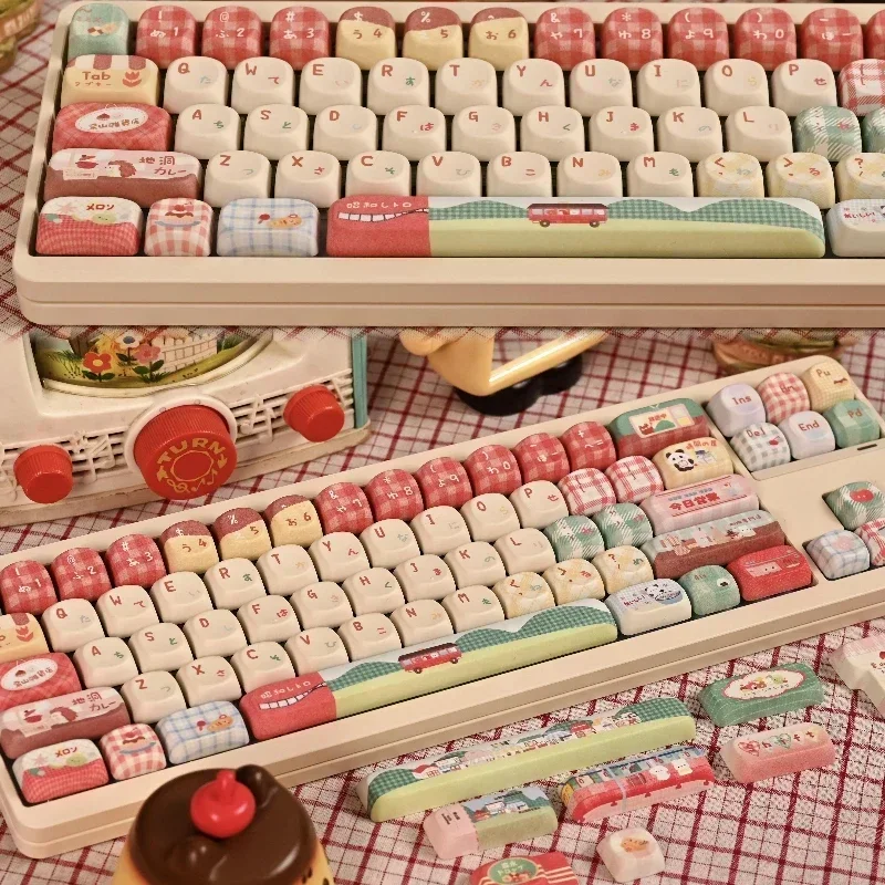 Lishan Shopping Street Keycaps personalizado PBT tinte sublimación SOA perfil Key Cap lindo dibujos animados Anime Point Key Cap para regalos de juegos - imagen 5