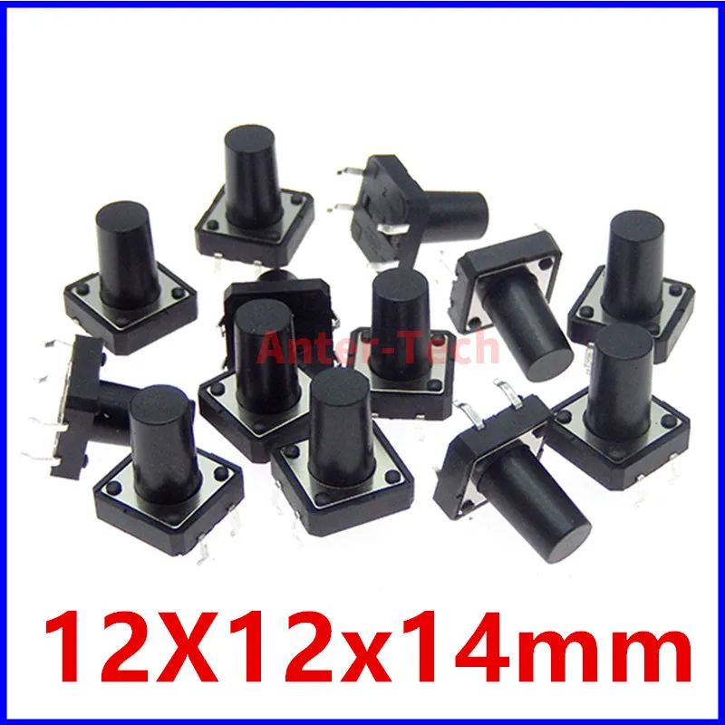 Interruptor de botón táctil dip de 4 pines, pulsador táctil de encendido de Micro tecla, 20 piezas, 12x12x14MM, 12x12x14MM, 12x12x14MM - imagen 2
