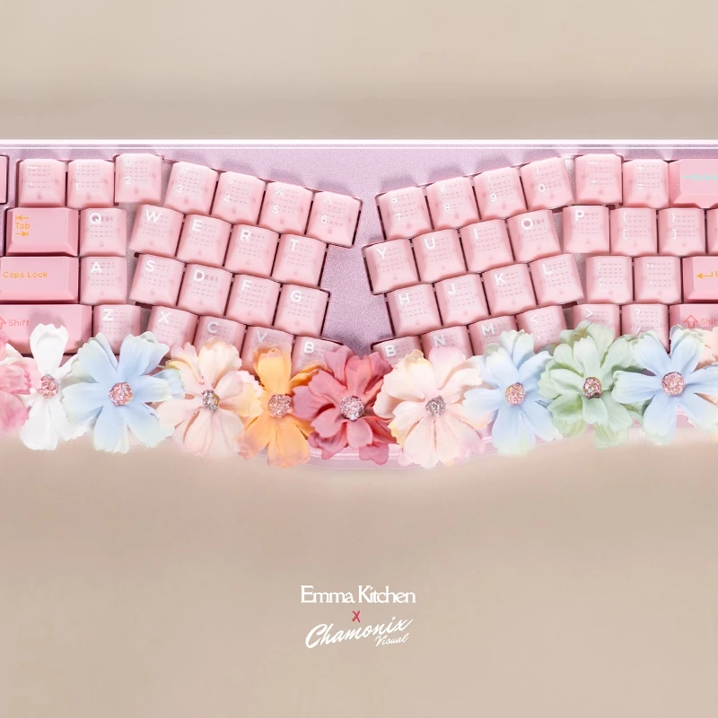 Domi-teclas rosas semitransparentes con Base de loto, teclas personalizadas con perfil de cereza PBT, tapa de tecla de punto transparente de Anime de dibujos animados - imagen 2