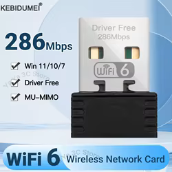 Adaptador WiFi 6 USB de 286 Mbps para PC y portátil Windows 10/11