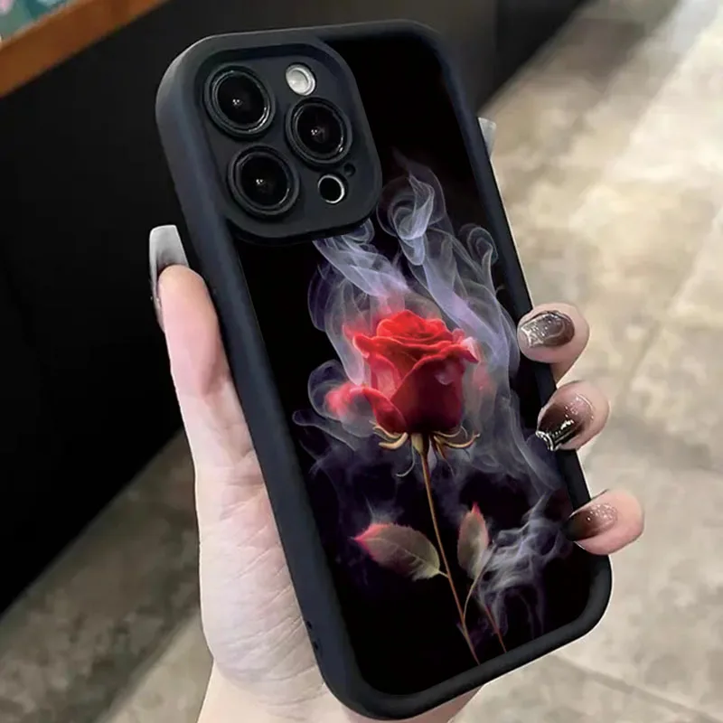Funda de teléfono con diseño de rosas y tema oscuro minimalista de flores para Xiaomi Redmi 13 12 12C 13C 14C Redmi Note 14 Pro Plus 5G 12 11 10