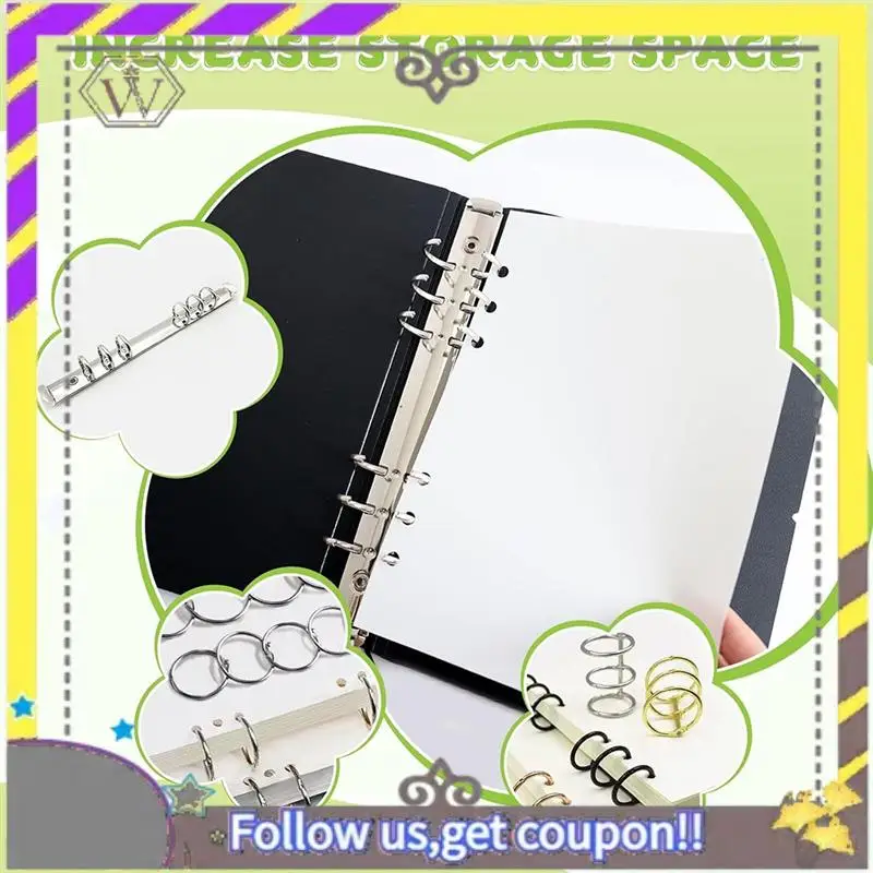 AU33-Página de papel de liberación en blanco reutilizable de doble cara para organizador de carpetas adhesivas A5 de 6 anillas- 80 hojas de inserciones de repuesto - imagen 3