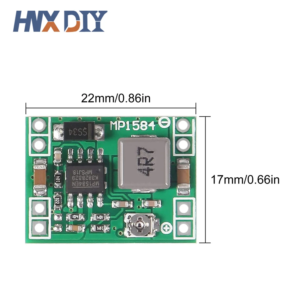 Módulo de fuente de alimentación reductor de piezas MP1584, convertidor Buck ajustable 3A para Arduino, reemplaza LM2596, 24V, 12V, 5V, 3V, 10 DC-DC - imagen 2