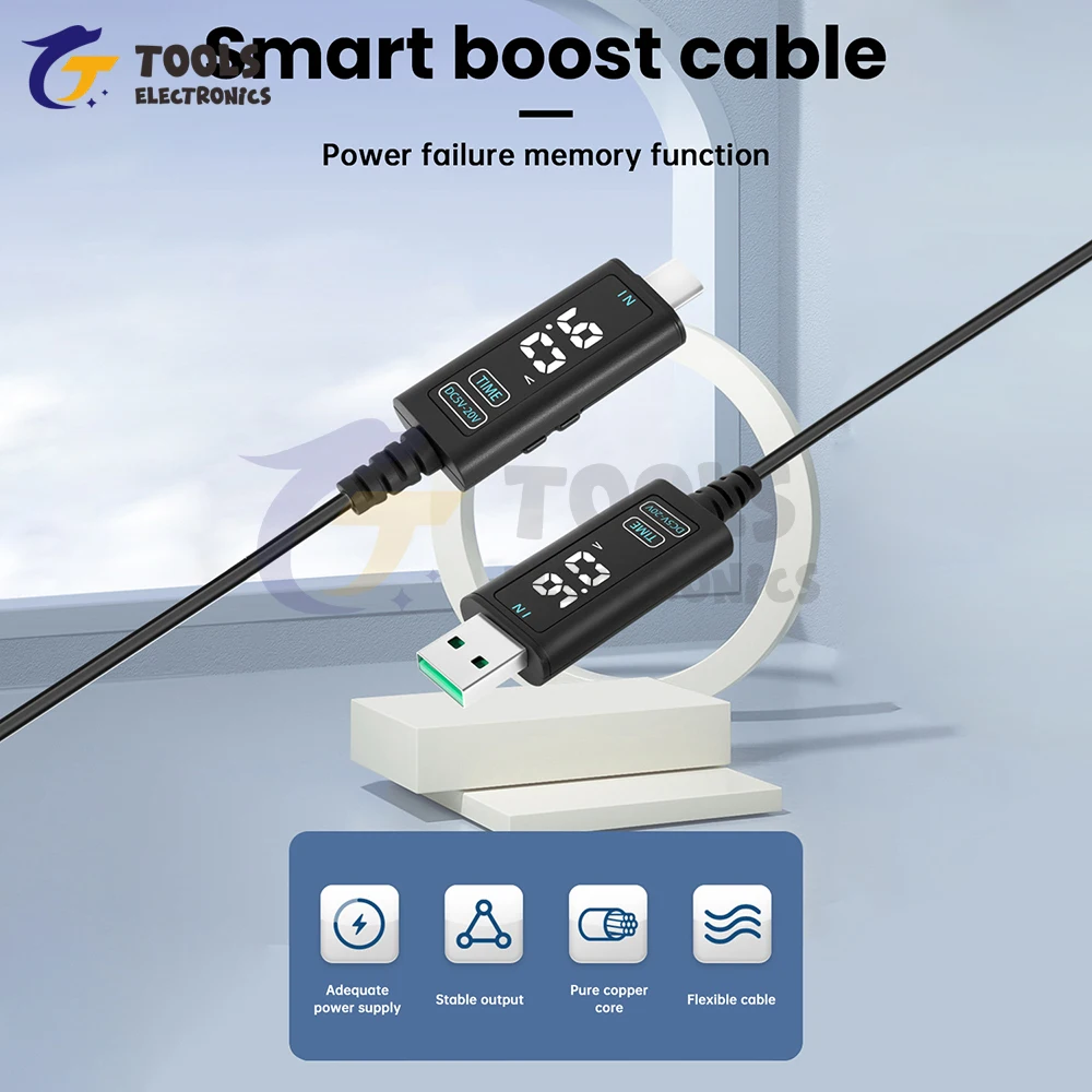 Cable convertidor de refuerzo USB ajustable, entrada de DC5-10V de 5V, 12V, 20V a salida de 5V, 12V, 20V, para fuente de alimentación, cargador, enrutador, convertidor elevador - imagen 4
