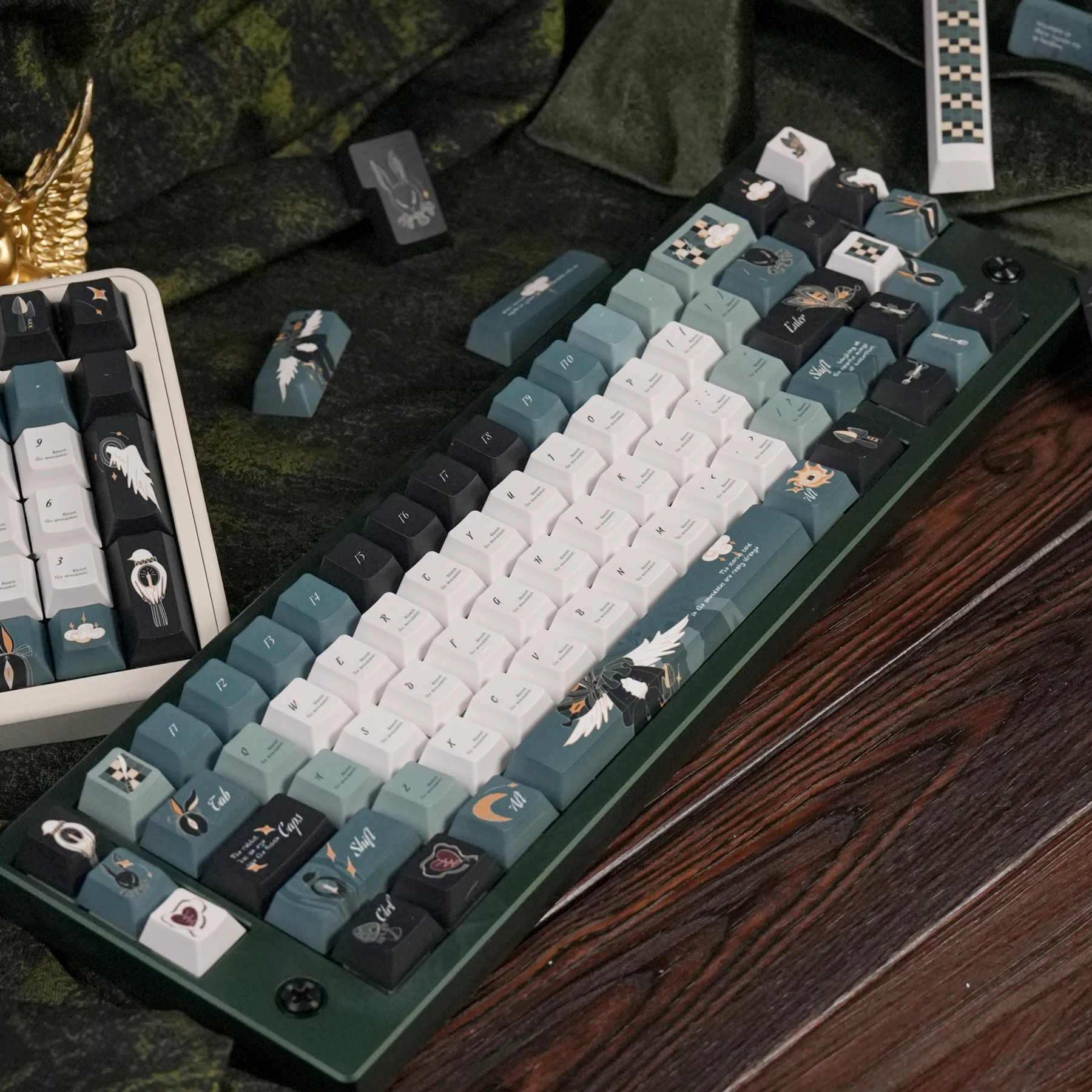 Teclas PBT Strange Forest Record, perfil de cereza, color verde oscuro y blanco, teclas de sublimación de tinte para teclado mecánico MX - imagen 4