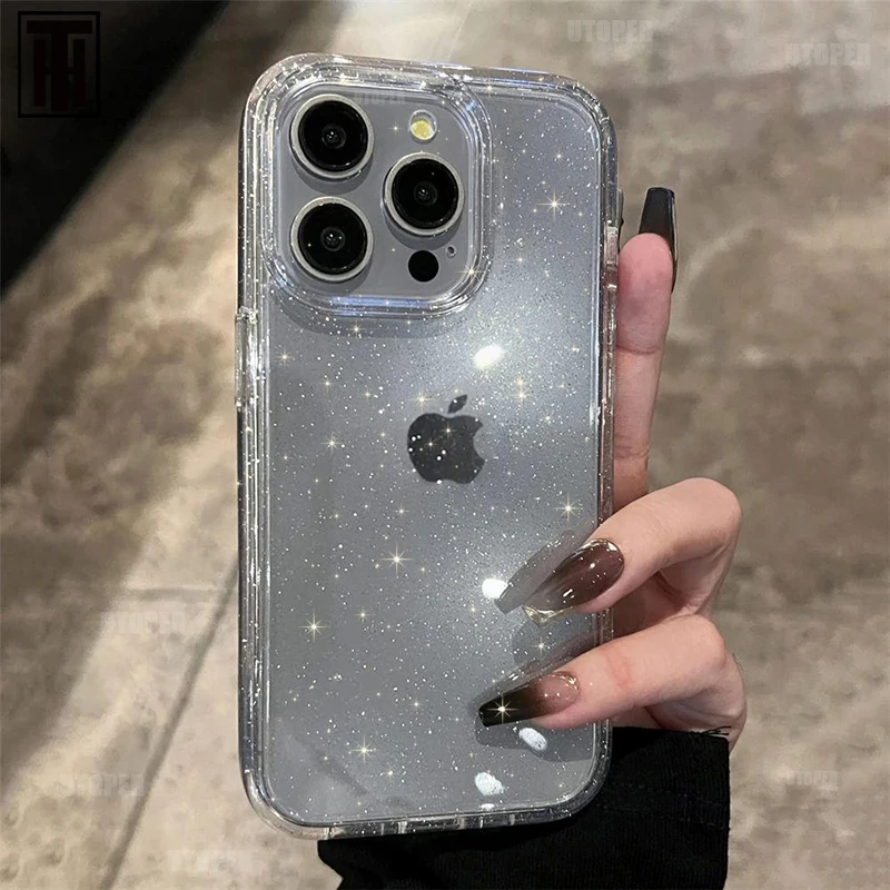 Fashion Bling Sparkle Senior Phone Case For IPhone 15 14 13 12 11 Pro Max Plus X XS Max XR Transparent Silicone Protect Cover - imagen 4