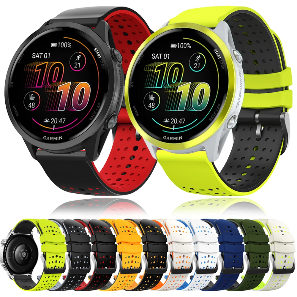 Correa de silicona de 22mm para Garmin Forerunner 570 47mm 265 255 pulsera deportiva suave de música para Garmin Venu4 45mm 3 2 Vivoactive4 Band