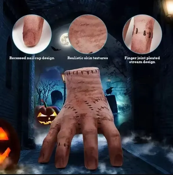 Halloween Horror miércoles cosa mano accesorios de terror manos rotas juguete estatuilla de látex decoración del hogar artesanías de escritorio accesorio de disfraz de fiesta - imagen 3