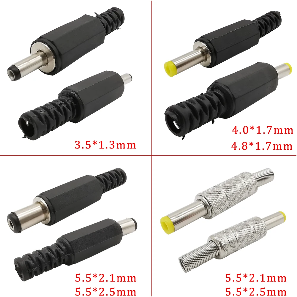 Enchufe de alimentación de CC, conector de cable de soldadura, 4,0/4,8*1,7mm, 3,5*1,3mm, 6,5*4,4mm, 5,5*2,1/2,5mm, adaptador de montaje, 10 unidades por lote - imagen 3