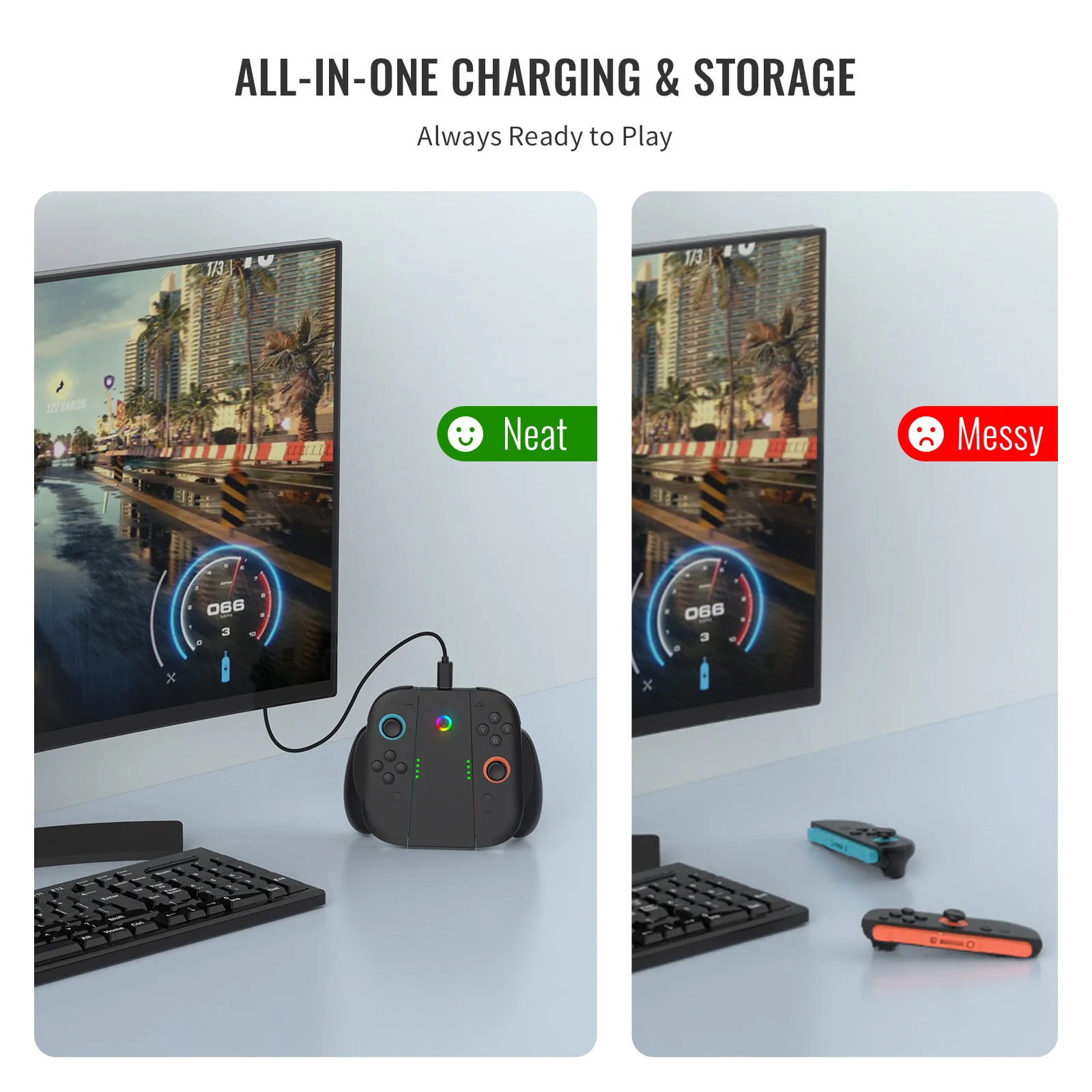 Empuñadura de carga para Nintendo Joy-Con 2 2025 
 Accesorios para juegos con cargador de energía magnético USB-C - imagen 5