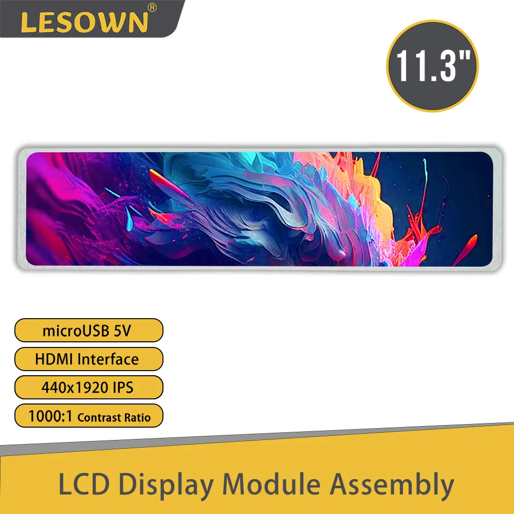 LESOWN Módulo LCD de barra ultraancha de 11,3 pulgadas MIPI 4LANE Mini HDMI 440x1920 módulo de pantalla IPS para PC portátil equipo de automatización