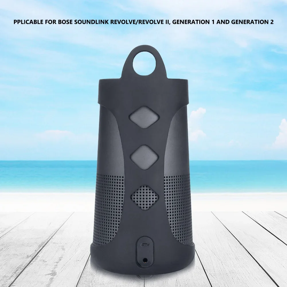 Funda protectora de altavoz portátil, cubierta de piel de altavoz antideslizante a prueba de golpes con mosquetón para Bose SoundLink Revolve/Revolve+ I II - imagen 2