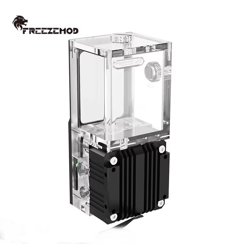 FREEZEMOD Mini bomba de agua cuadrada AIO + depósito, alarma de alta temperatura de apagado, panel metálico silencioso, PUB-M4FS - imagen 3