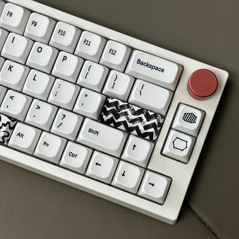 맞춤형 맞춤형 승화 키보드 키캡, 흑백 테마 키캡, MDA/OEM 프로필 126 키, 키보드 액세서리 - imagen 4