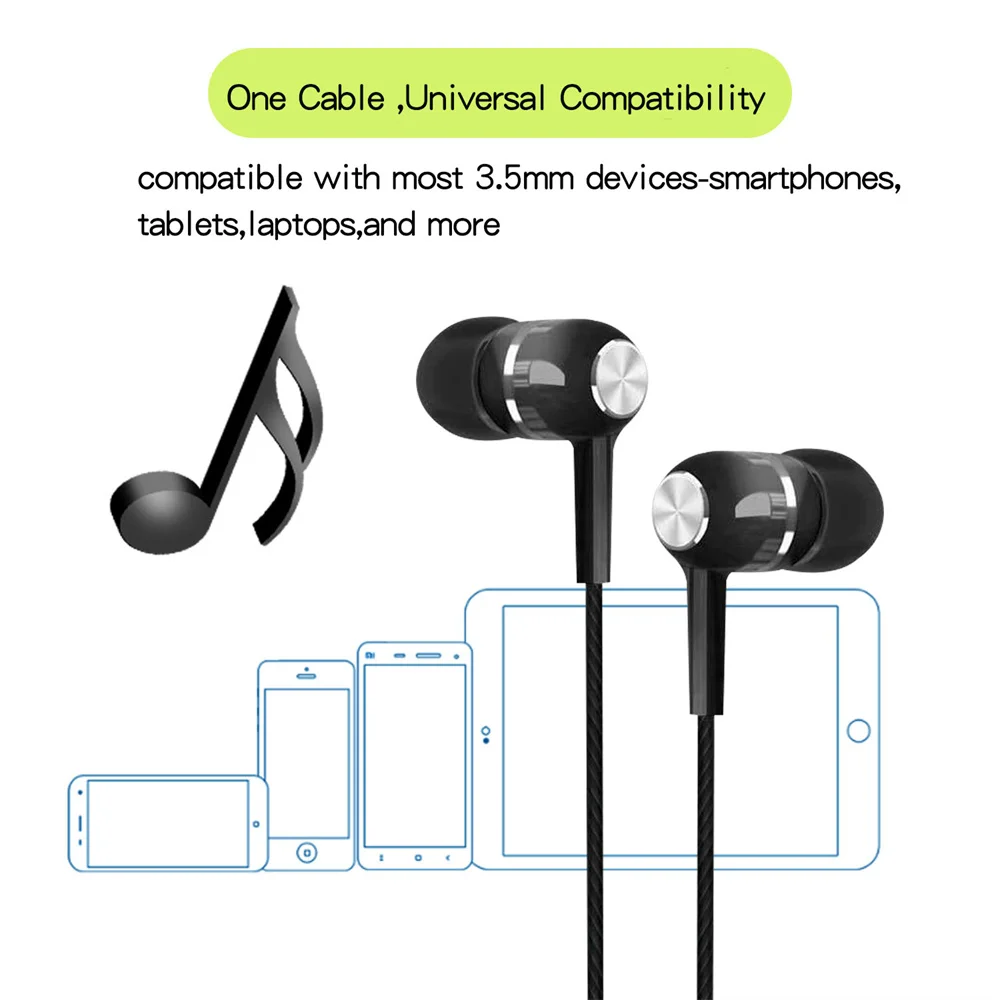 Auriculares intrauditivos estéreo con micrófono, cascos HiFi universales portátiles de 3,5mm para Apple/Android/Huawei, 1 ud. - imagen 3