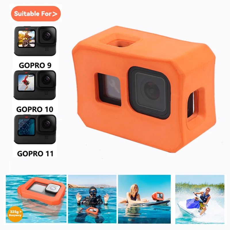 Para Gopro 9 10 11 12 accesorios impermeable buceo flotante marco de funda surf flotador de espuma para Go Pro 13 Cámara de Acción - imagen 2