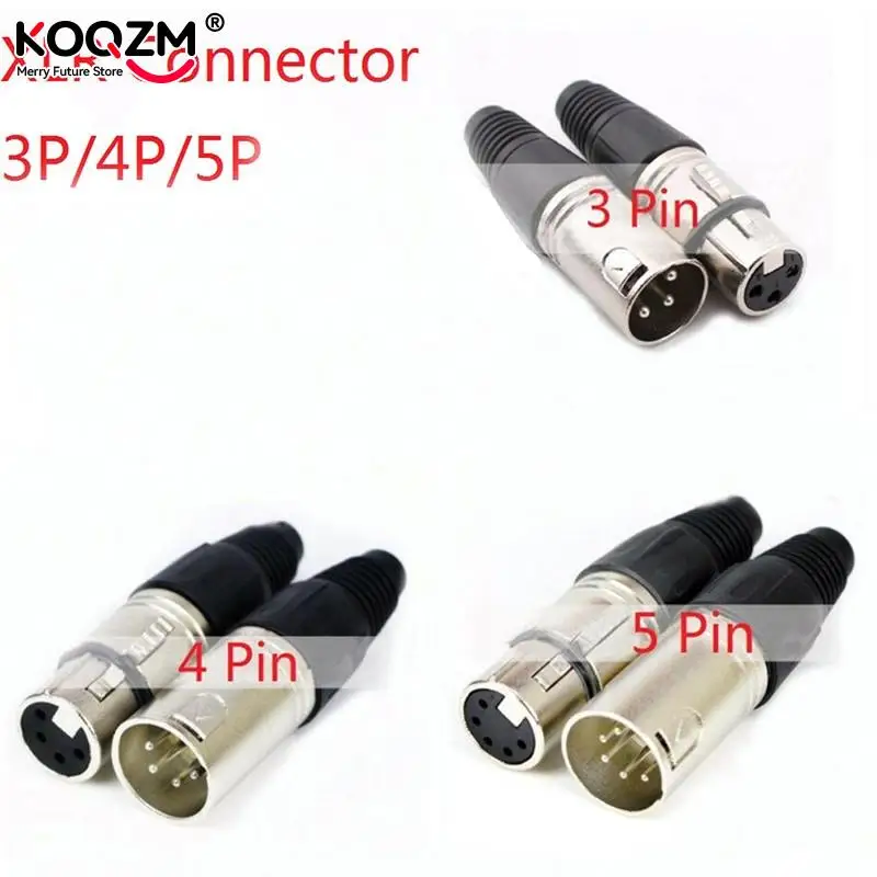 1 Conector macho y hembra de 3 pines, 4 pines, 5 pines, XLR, micrófono, conector de Cable de Audio, terminales de Cable de cañón