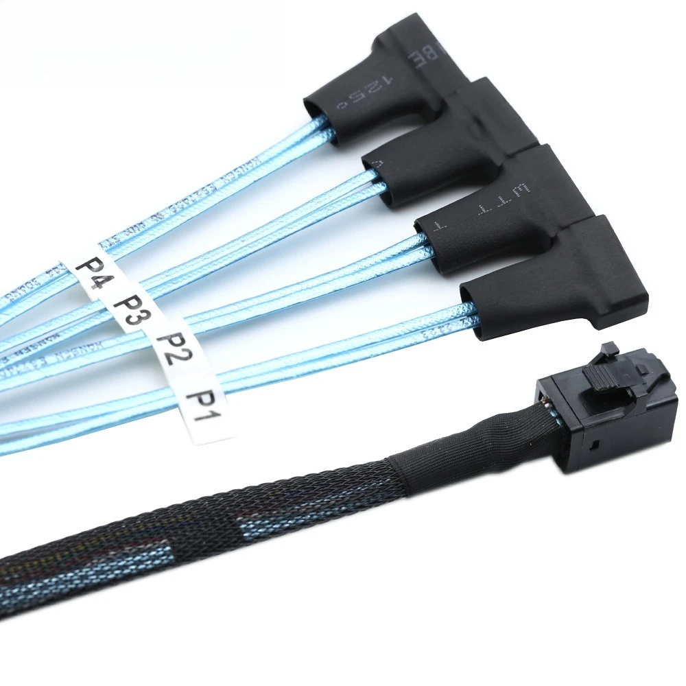 Mini SAS SFF-8643 a 4 SATA 7P servidor macho longitud de cable de alta velocidad opcional 0,5 M 1 M - imagen 5