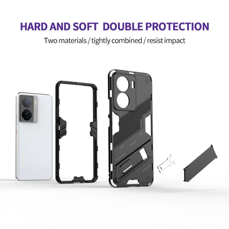 Funda de teléfono a prueba de golpes para Vivo iQOO Z7x Z7 Pro 5G Armor, funda trasera para iQOO Z7, soporte magnético, funda protectora anticaída - imagen 4