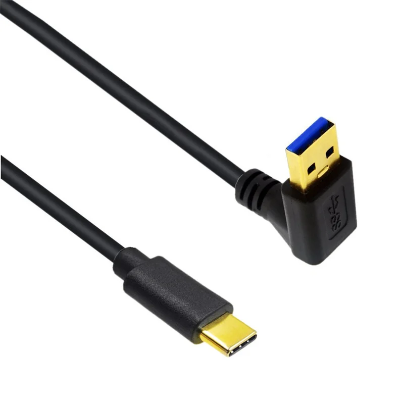 Cable adaptador USB 3,0 tipo A macho A USB 3,1 tipo C macho, conector chapado en oro, ángulo de 90 grados, arriba y abajo, izquierda y derecha, 0,2 m - imagen 3