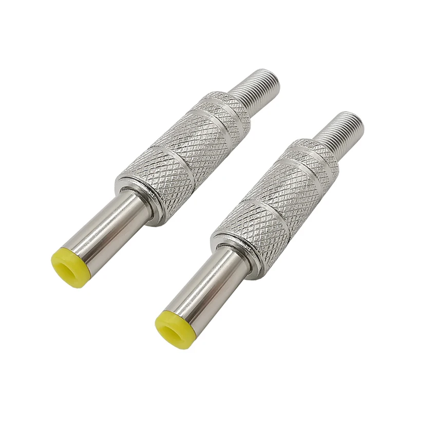 5/10 Uds 5,5x2,1mm/5,5mm * 2,5mm DC enchufe macho adaptador conector de Metal enchufe con cabeza amarilla - imagen 2