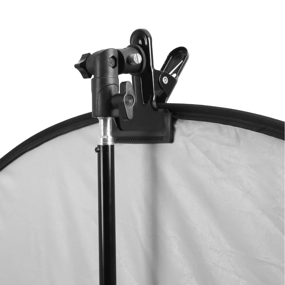 Soporte de abrazadera de Metal resistente, abrazadera reflectora, soporte de luz de 1/4 pulgadas a 3/8 pulgadas, montaje de tornillo para paraguas de luz LED Flash - imagen 5