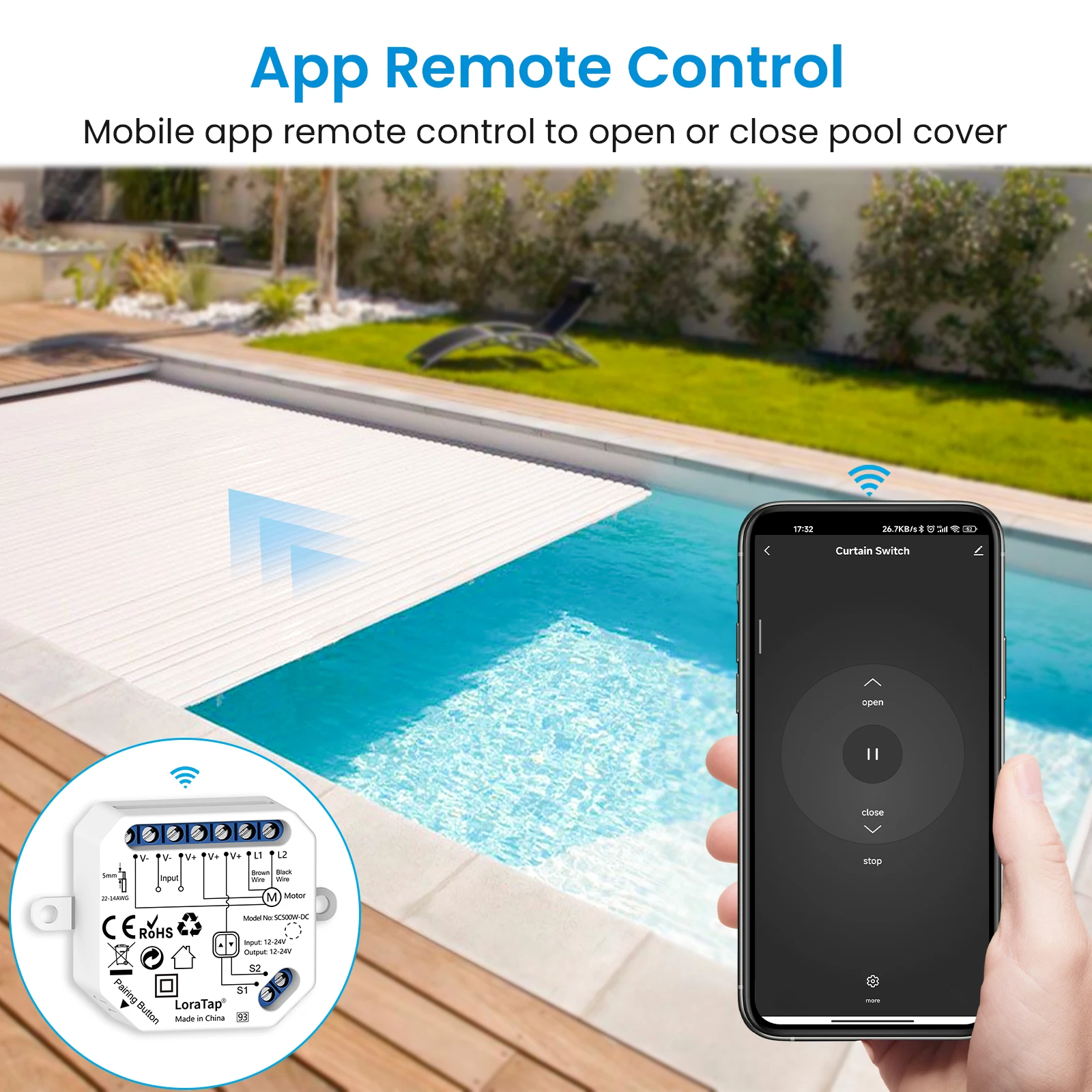 LoraTap Tuya Smart Life DC 12-24V módulo de interruptor para cubierta de piscina Motor eléctrico Control de voz por asistente de Google Alexa - imagen 2