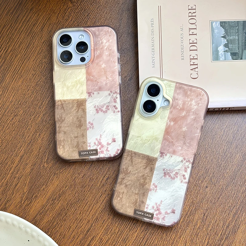 Funda de teléfono con estampado de flor de ciruelo y caligrafía de orquídeas de estilo Vintage para iPhone 16 15 14 13 12 11 Pro Max X XS 7 Plus, funda de silicona - imagen 3