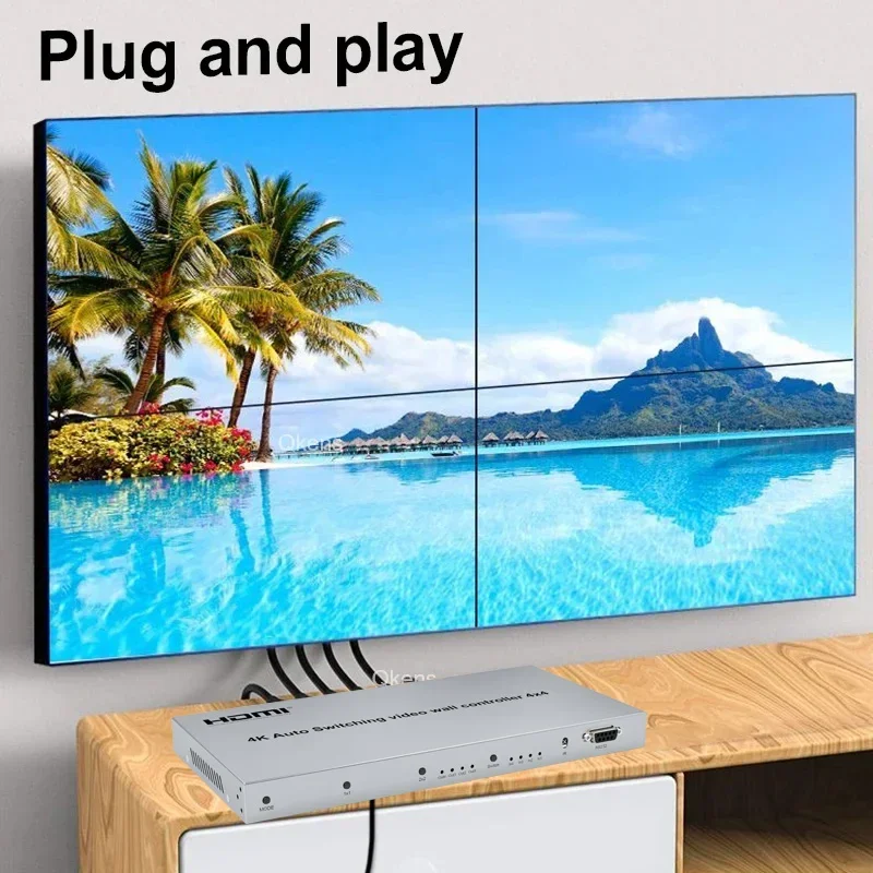 Conmutación automática 4K 4x4 HDMI controlador de pared de vídeo 1x2 1x3 1x4 2x2 3x1 4x1 monitores multipantalla procesador de empalme 3 4 empalmador de TV - imagen 3