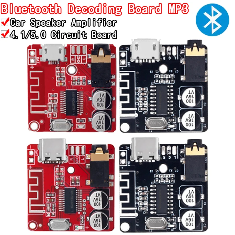 Placa decodificadora Bluetooth MP3, altavoz de coche sin pérdidas, placa amplificadora de Audio, módulo receptor estéreo de circuito Bluetooth 4,1 modificado, 5V