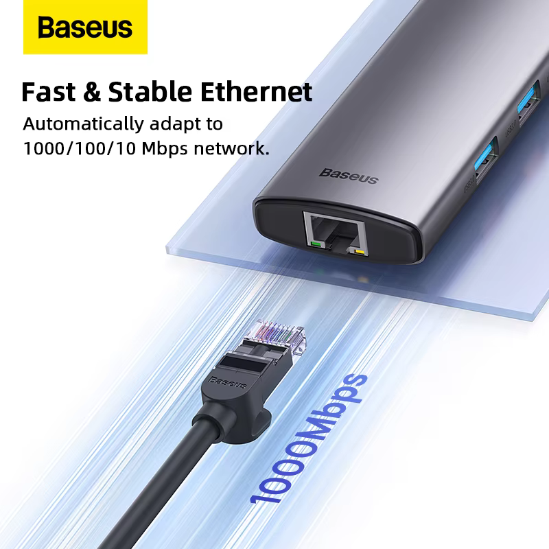 Baseus Hub USB-C HDMI SD RJ45 100W para MacBook Pro - imagen 4