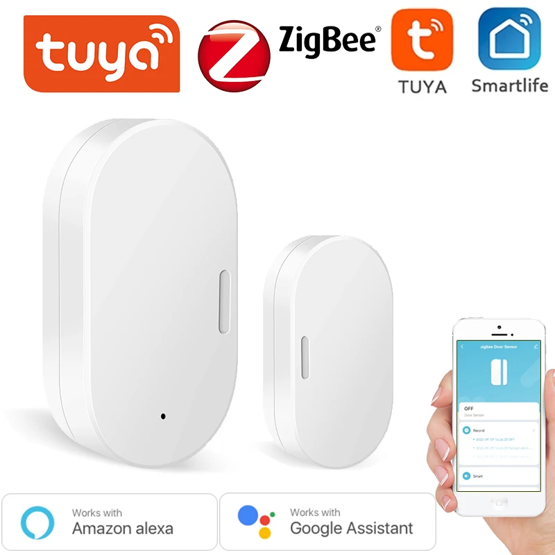 Tuya-Sensor inteligente de ventana y puerta de casa, Detector abierto y cerrado, Control por aplicación Smart Life a través de Alexa y asistente de Google Home