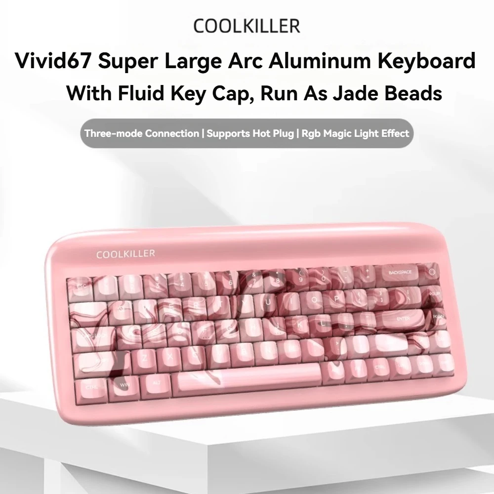 Coolkiller VIVID67 Mechanical Keyboard Wireless Tri-mode Gasket Hot-Swap RGB Custom Cute Girl Aluminum Office Gaming Keyboard