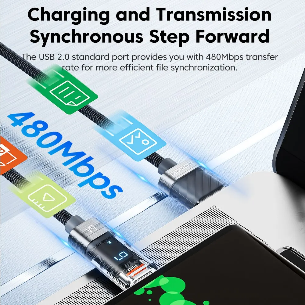 Toocki USB Tipo C Cable 6A 66W para Huawei OPPO Pantalla Cargador Rápido USB C Cable de Datos para Xiaomi 12 Samsung Realme - imagen 2