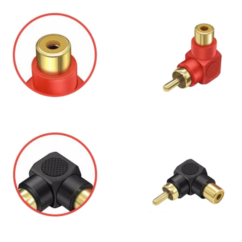2/4/10 Uds. Adaptadores de enchufe de conector de ángulo recto RCA macho a hembra de 90 grados adaptador de Audio M/F chapado en oro en forma de L chapado en oro C5 - imagen 4