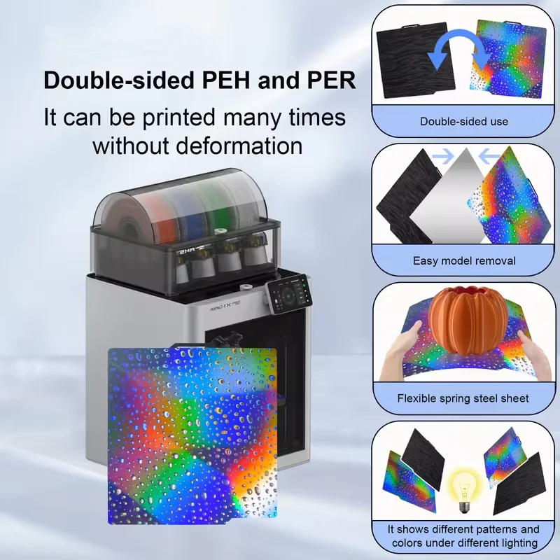 Placa para placa de construcción Bambulab, hoja de acero de resorte P1s, hoja Pei 257x257, placa de construcción P1s Bamboo Lab Bambulabs X1 Carbon X1 A1 - imagen 4