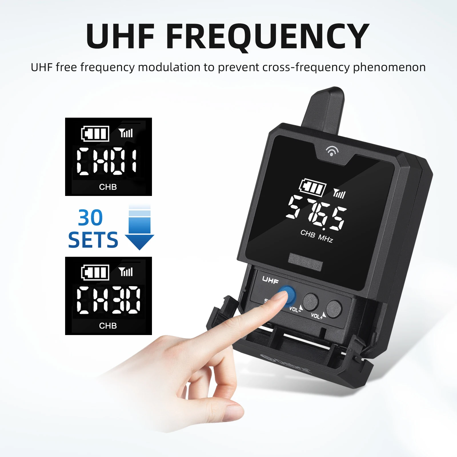 Debra-Sistema de micrófono Lavalier inalámbrico, portátil, MT-20, UHF, con Monitor de Audio, alcance de 50M, para entrevista, grabación en vivo de Vlog - imagen 3