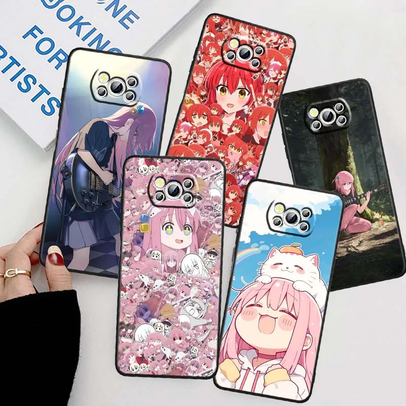 Gotou Hitori Anime para Xiaomi Poco C65 C55 C51 C50 C40 F6 F5 F4 M6 M5 M4 X6 X5 5G funda negra para teléfono
