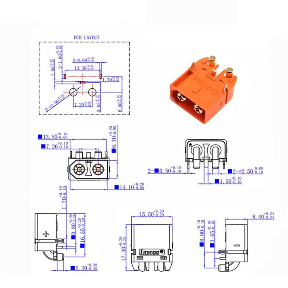 2 PCS XT60i-f Amass xt60i series with signal 2 + 1 high current gold-plated aviation plug male female connector XT60IE-M XT60I-F - imagen 4