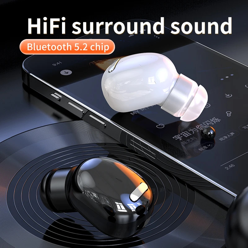 Mini auriculares intrauditivos inalámbricos X9, auriculares Bluetooth V5.2, auriculares deportivos de un solo oído, vida útil ultra larga, auriculares HIFI - imagen 3