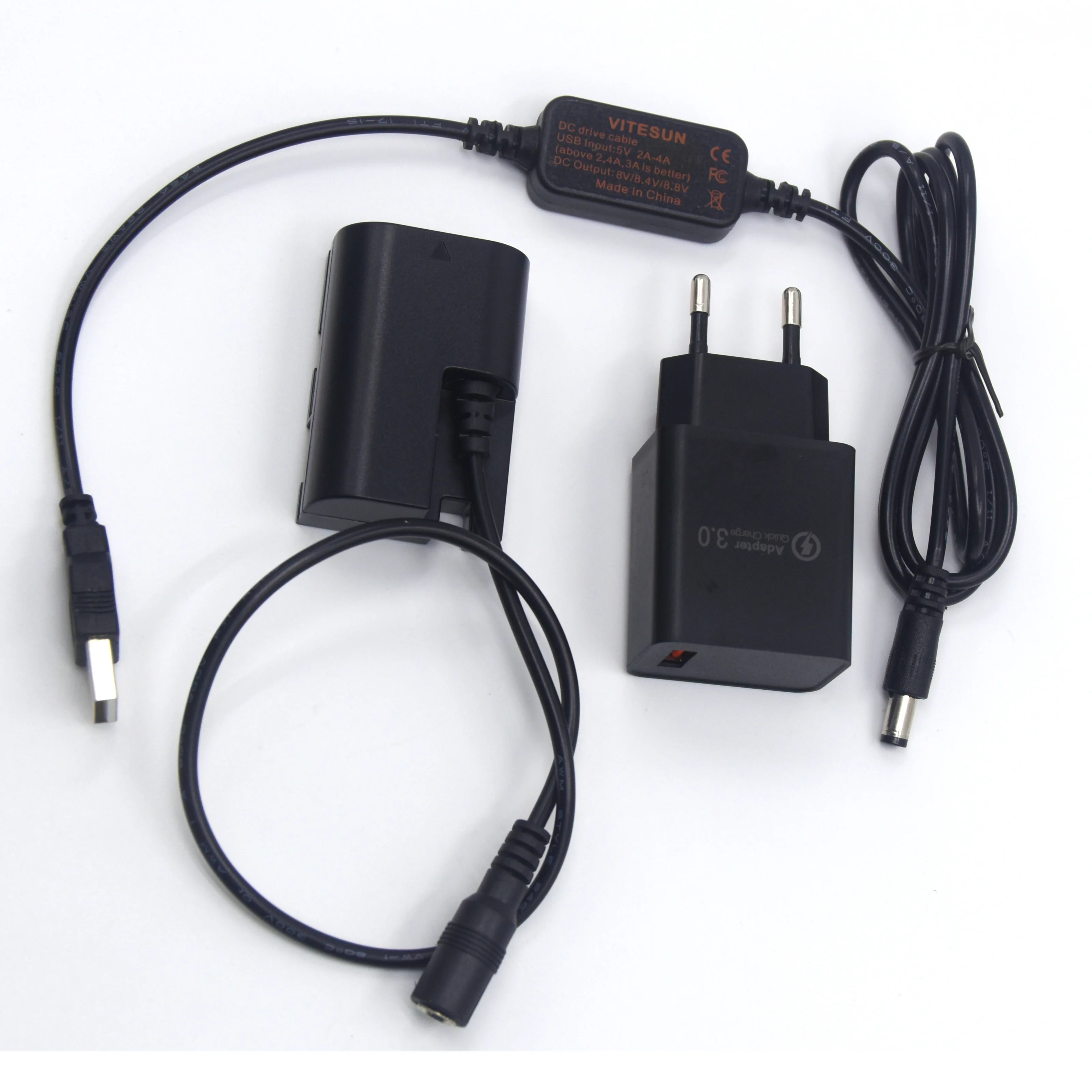 Cargador rápido de 18W + Cable USB-DC + batería ficticia LP E6 acoplador CC de DR-E6 completamente decodificado para Canon EOS 60D 70D 80D 90D R5 7D 5D2 5D3 5D4 - imagen 4