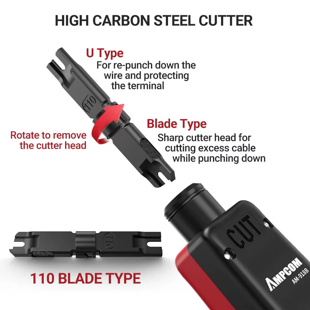 Herramienta de Impacto AMPCOM Tipo 110 – Cuchillas Doble para Cables - imagen 4