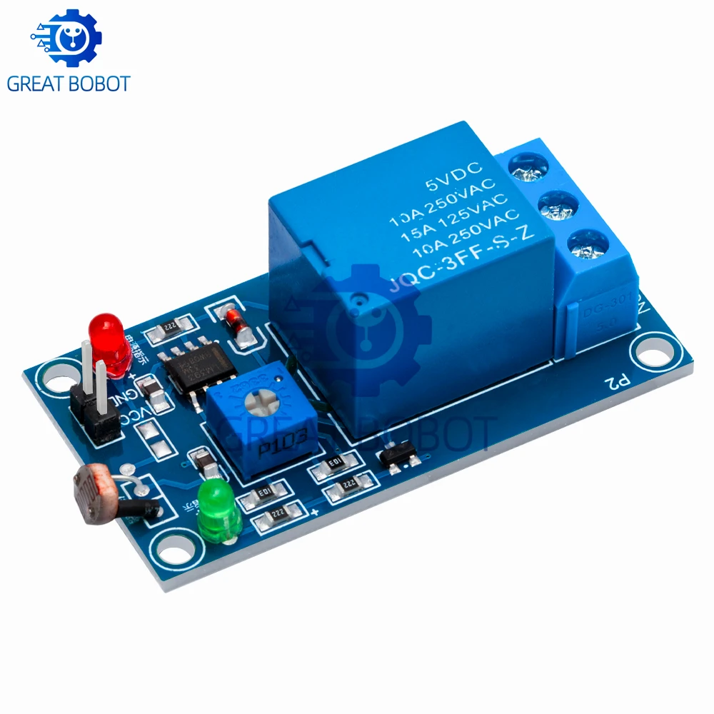 Interruptor de Sensor de fotointerruptor de luz, módulo de relé de fotorresistencia LDR, placa de Sensor fotosensible de detección de luz para Arduino, 5V - imagen 2