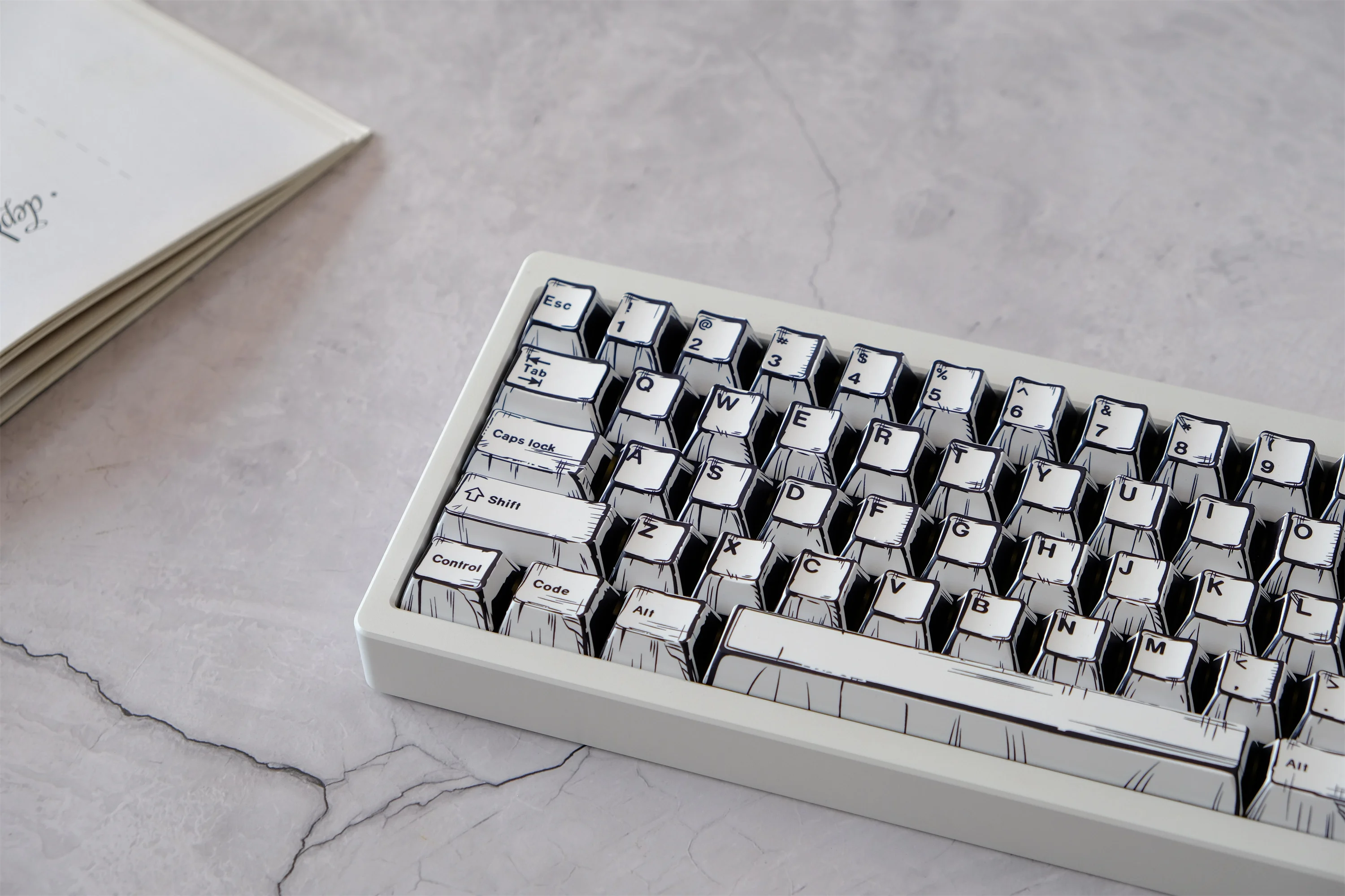 Sketch Comics Keycaps 150 teclas Material PBT perfil CHERRY DYE-SUB para CHERRY MX Switch Wooting Teclado mecánico Keycap - imagen 3